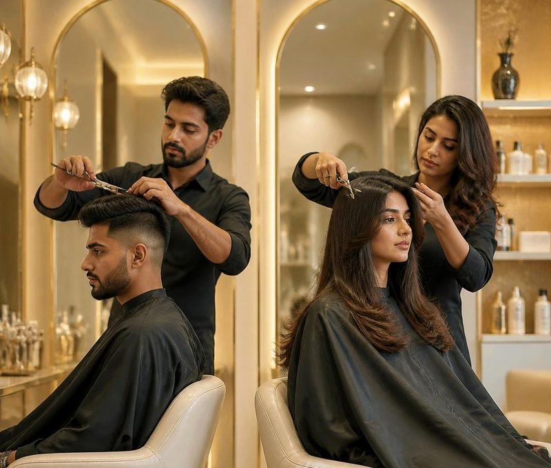 Haircuts for men and women at THE HBM unisex salon